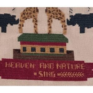 Noahs Ark Christmas Pillow Cover Wool Needlepoint Santa Sham Heaven Nature Sing